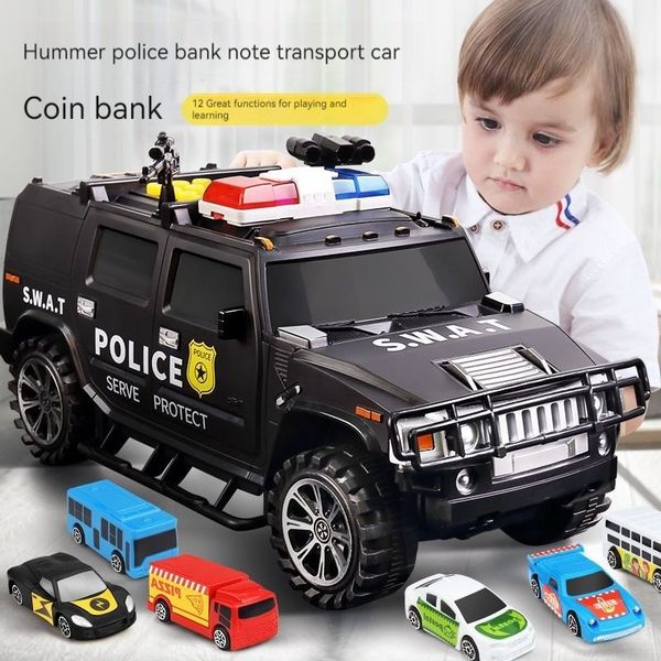 Детский Сейф Копилка Машина Полицейский Хаммер для бумажных денег и монет. Копилка полицейская машина 229 фото
