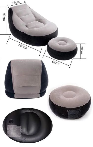 Надувне вінілове крісло з пуфиком Intex Air Sofa з флокованим покриттям. 1721977969 фото