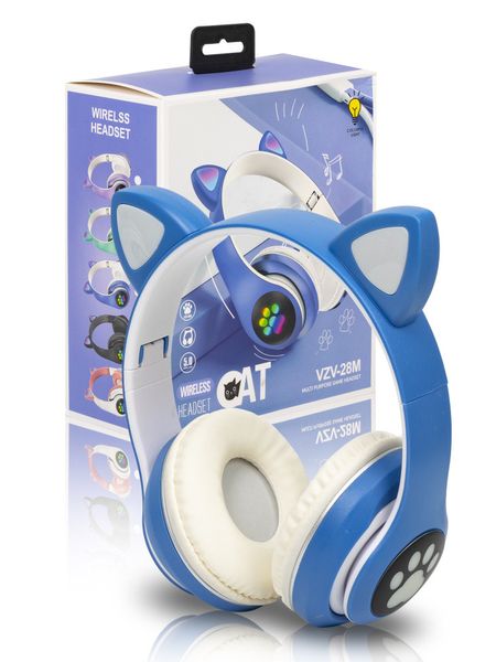 Бездротові дитячі навушники Bluetooth-навушники бездротові TUCCI STN28 PRO Blue дитячі з котячими вушками 239STN-28 Зеленый фото