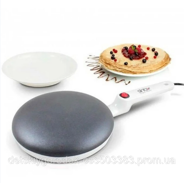Сковорода для млинців електрична занурювальна Sinbo Sp 5208, Блинниця для млинців настільна 20 см . DomAN фото
