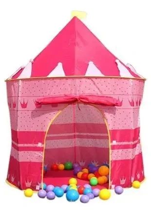 Детская палатка-замок для девочки Принцессы игровая розовая, Палатка-шатер для девочки в виде замка AN2158 фото