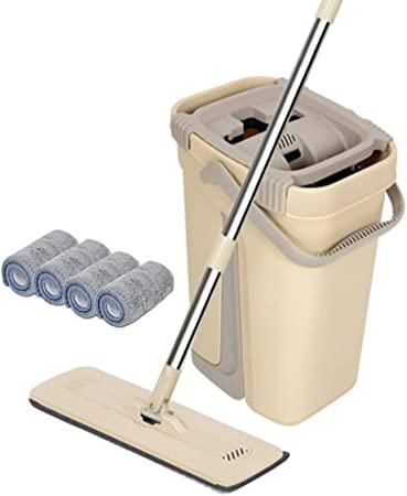 Швабра с отжимом 5л Hand Free Cleaning Mop 2 в 1 с автоматическим отжимом для уборки Бежевый. 23HAND55 фото