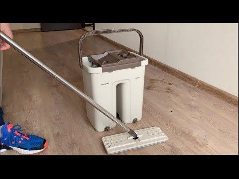 Швабра - лентяйка с ведром и автоматическим отжимом 2 в 1 Hand Free Cleaning Mop 5 л Бежевая 1409 фото