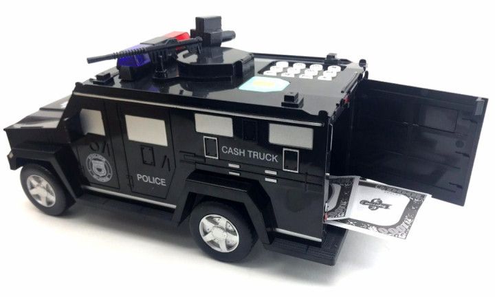 Дитячий сейф скарбничка машина Поліцейський Хаммер для паперових грошей і монет. Копілка машина поліцейська 229 фото