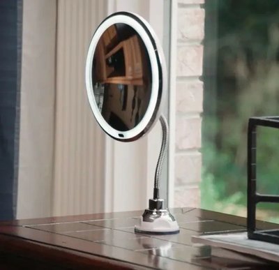 Гнучке дзеркало на присосці з LED-підсвіткою Ultra Flexible mirror зі збільшенням 10Х.Макіажне дзеркало. ZER22978206 фото