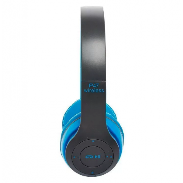 Бездротові Bluetooth-навушники P47 Wireless Накладні блютуз навушники з FM радіо та мікрофоном Blue фото