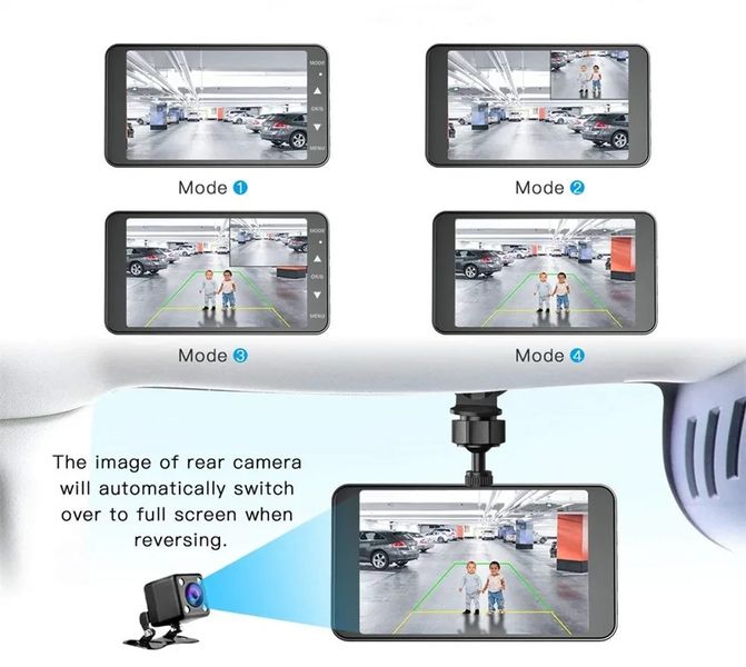 Автомобільний відеореєстратор з двома камерами, Вбудований датчик G-Shock 4 дюйма HD в режимі 1080P Bt100 фото
