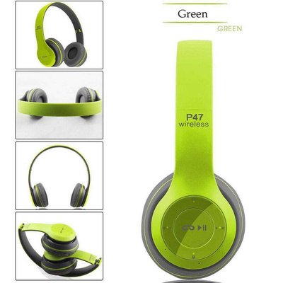 Бездротові Bluetooth-навушники P47 Wireless Накладні блютуз навушники з FM радіо та мікрофоном Green фото
