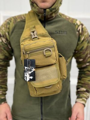 Рюкзак патрульний однолямковий SILVER KNIGHT 10 л Койот(TY-184) Сумка тактична однолямкова. Нагрудна сумка TY-184 фото