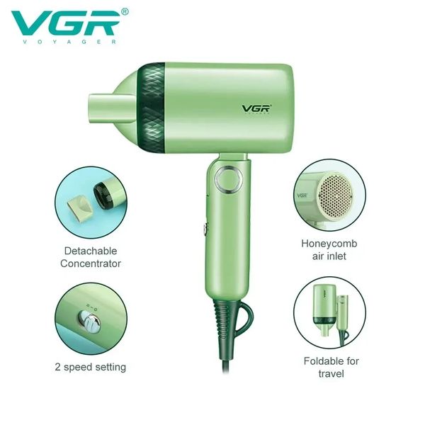 Профессиональный фен для укладки волос с насадкой концентратор VGR 1200w V-421.Компактный, дорожный фен. V-421239 фото