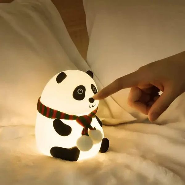 Силіконовий акумуляторний USB Сенсорний Дитячий нічник Панда. Акумуляторний світильник для дітей Юсб 237EL-2013 фото