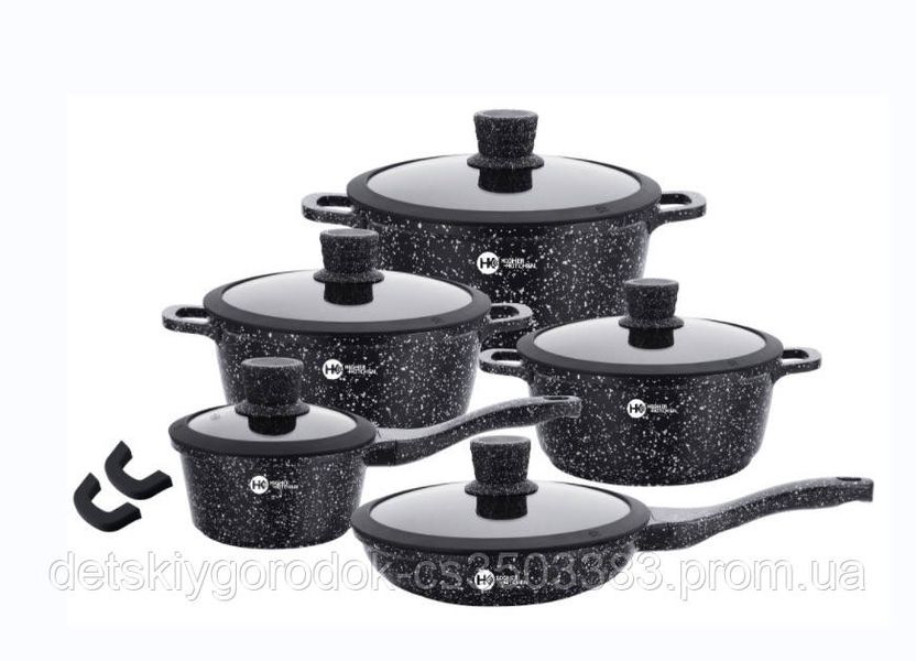 Немецкий набор посуды с гранитным антипригарным покрытием 12 предметов Higher Kitchen HK-316.Кастрюли. HK-316 фото