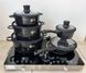 Німецький набір посуду з гранітним антипригарним покриттям 12 предметів Higher Kitchen HK-316.Кастрюлі. Чорний HK-316 фото