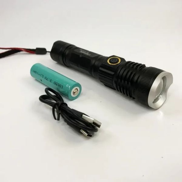 Ручной Фонарь светодиодный с зумом BL-A79 с линзой P50, аккумулятором 18650, ЗУ Type-C, Box A79-P50 фото