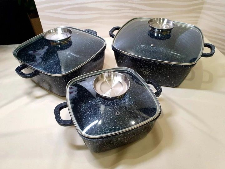 Німецький набір квадратних каструль із гранітним покриттям на 8 предметів Higher Kitchen НК-302.Посуд. НК-302  фото