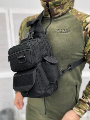 Рюкзак патрульный однолямочный SILVER KNIGHT 10л Черный (TY-184)Сумка тактическая однолямочная. Нагрудная сумка Черный TY-184Bl фото